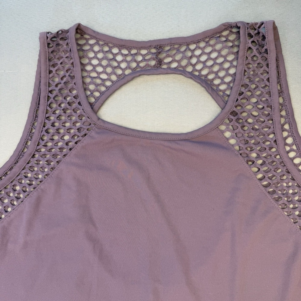 Yogalicious Purple Mesh‎ Panel Activewear Tank Top Size L Open Knit Athletic Gym